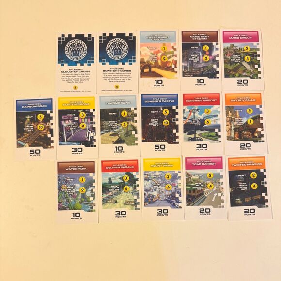 2018 Monopoly Gamer Mario Kart 16 Title Deed Replacement Cards Nintendo EUC - Picture 1 of 2